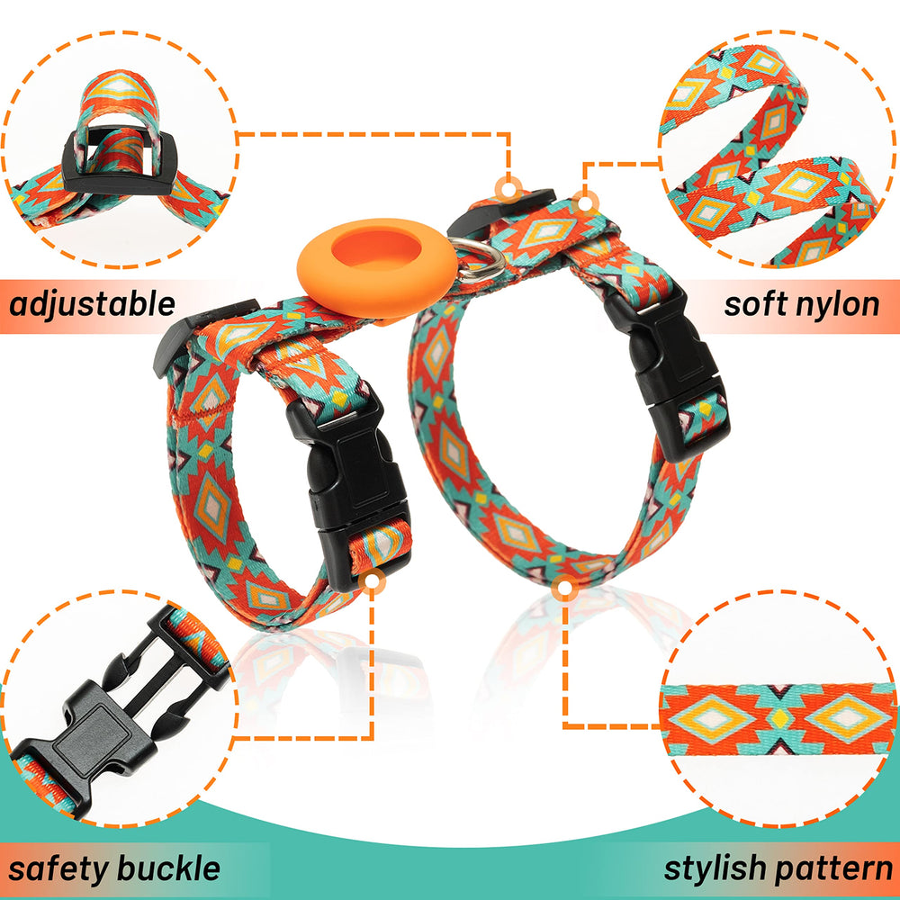 CUSOZWO airtag holder on harness back for tracking during outings.