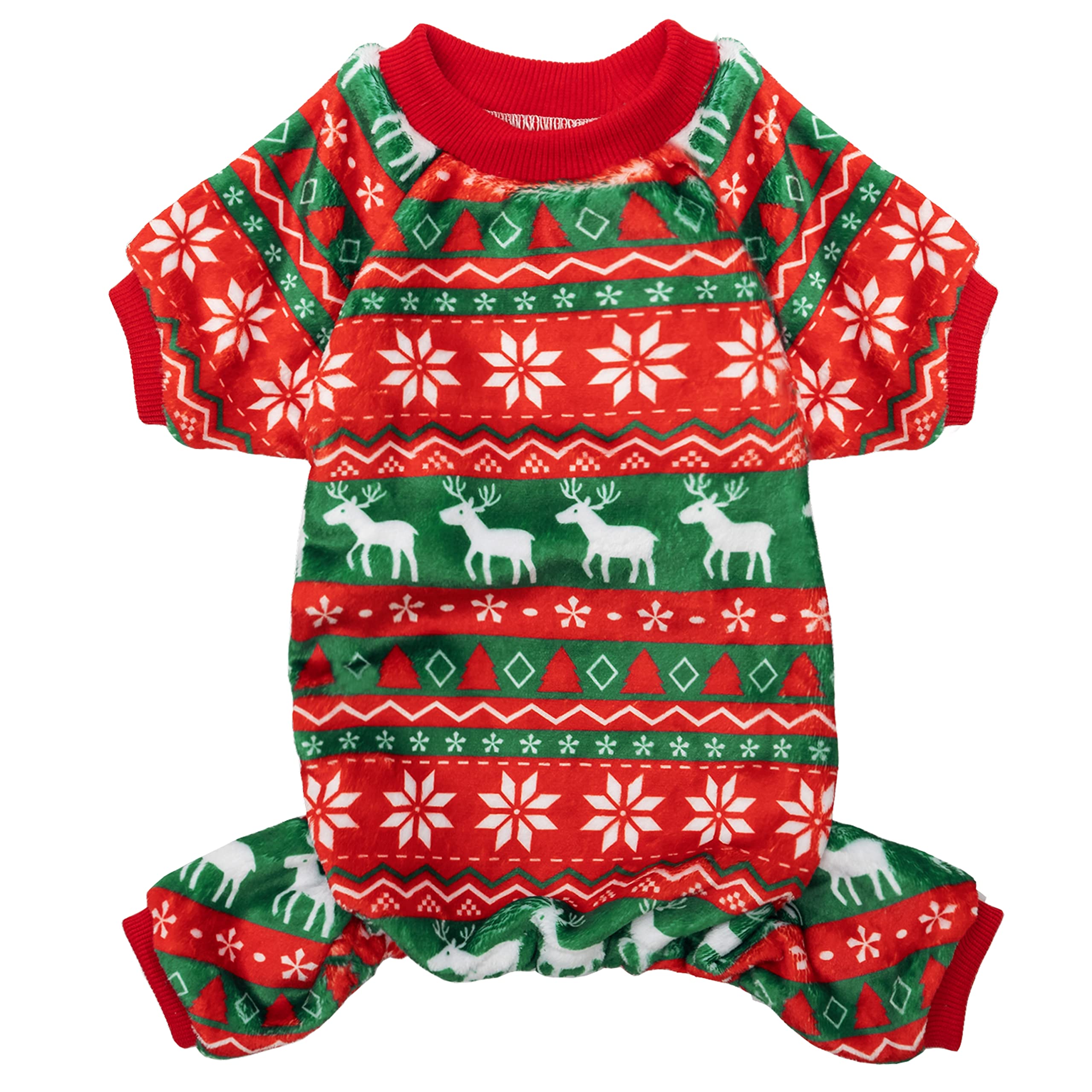 CUSOZWO dog Christmas pajamas elk-pattern back view for cozy winter warmth.