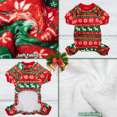 CUSOZWO dog Christmas pajamas elk-pattern side view for festive comfort.