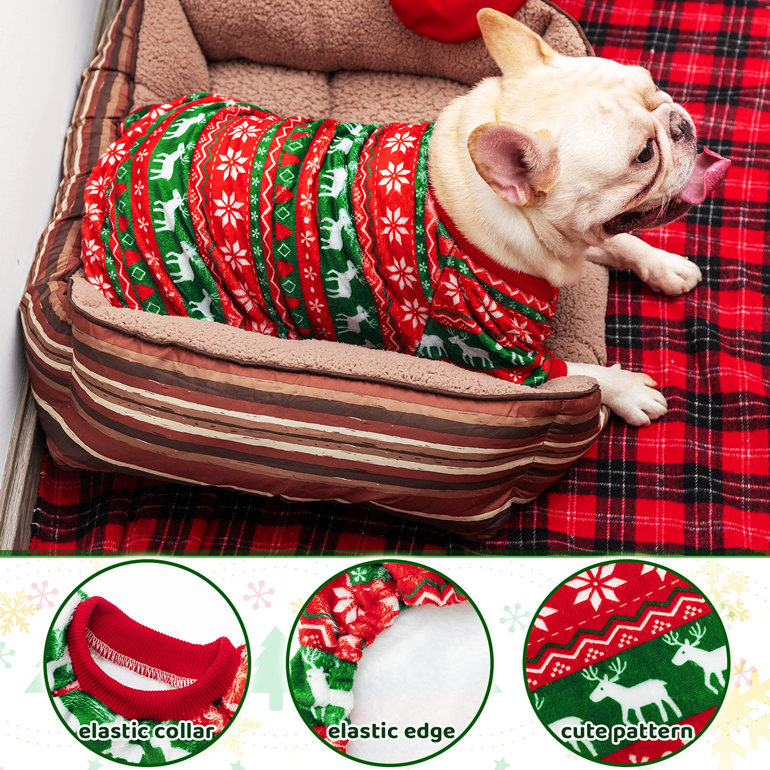 CUSOZWO dog Christmas pajamas flannel fabric for warm, soft wear.