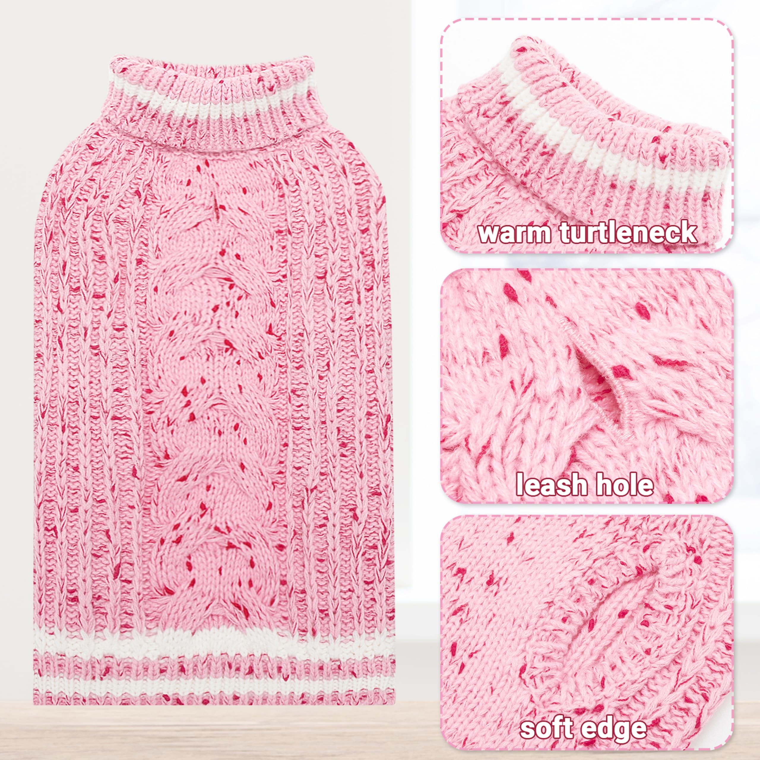 CUSOZWO dog sweater pink close-knit texture emphasizes soft comfort