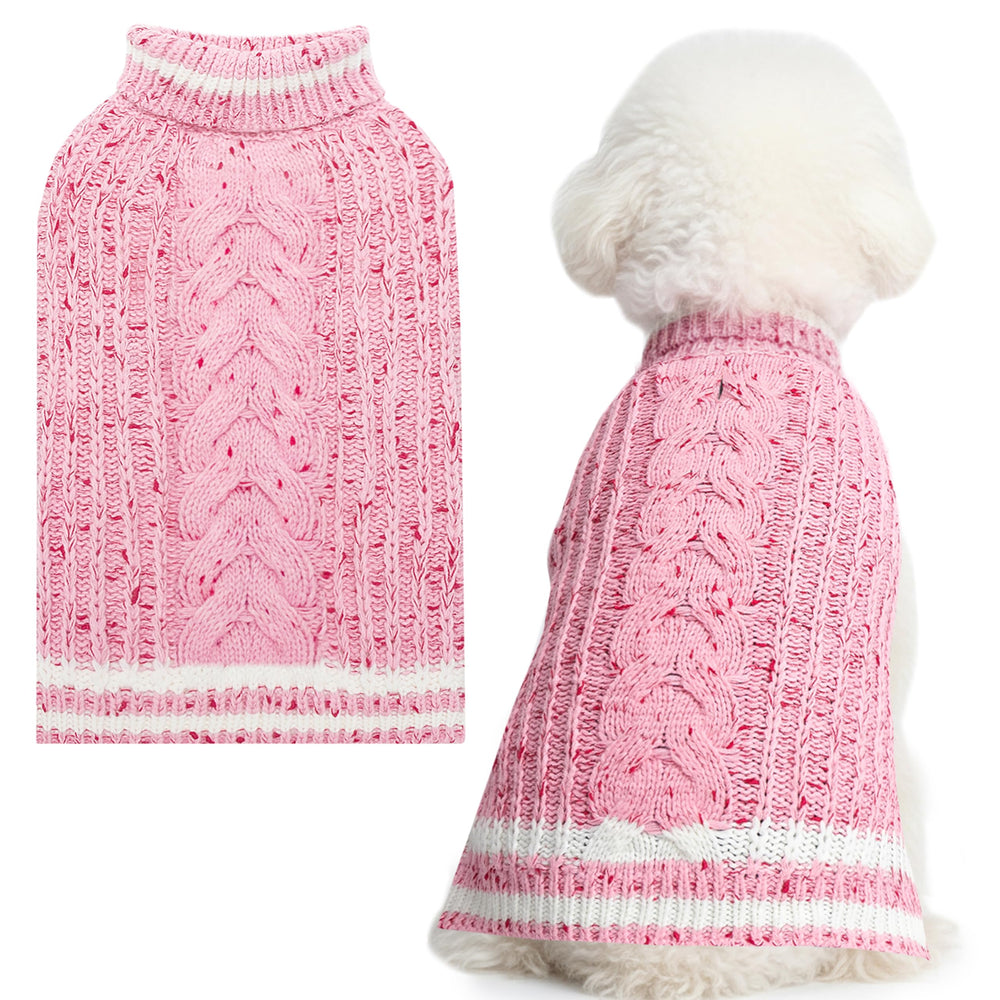 CUSOZWO dog sweater pink front view for cozy warmth during outings