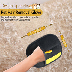 CUSUA pet hair glove dry use demonstrates static pickup on upholstery and fabrics