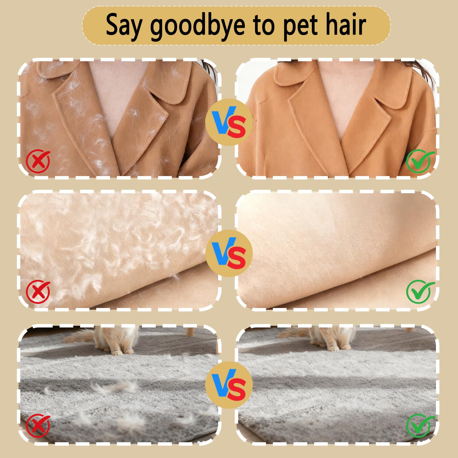 CUSUA glove in car seats for quick pet hair refresh during rides