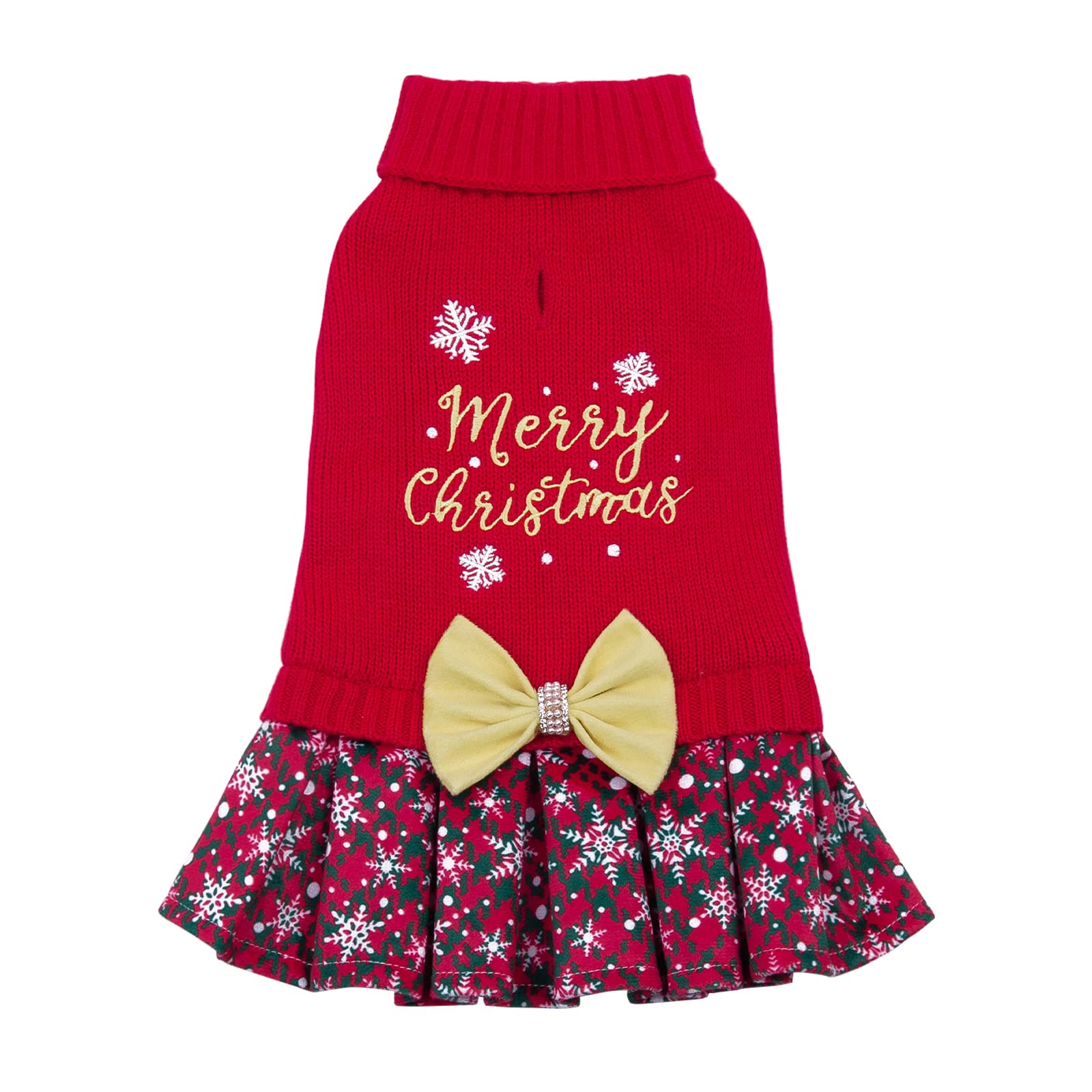 CuteBone Christmas dog sweater bowtie highlights festive style for small dogs at parties