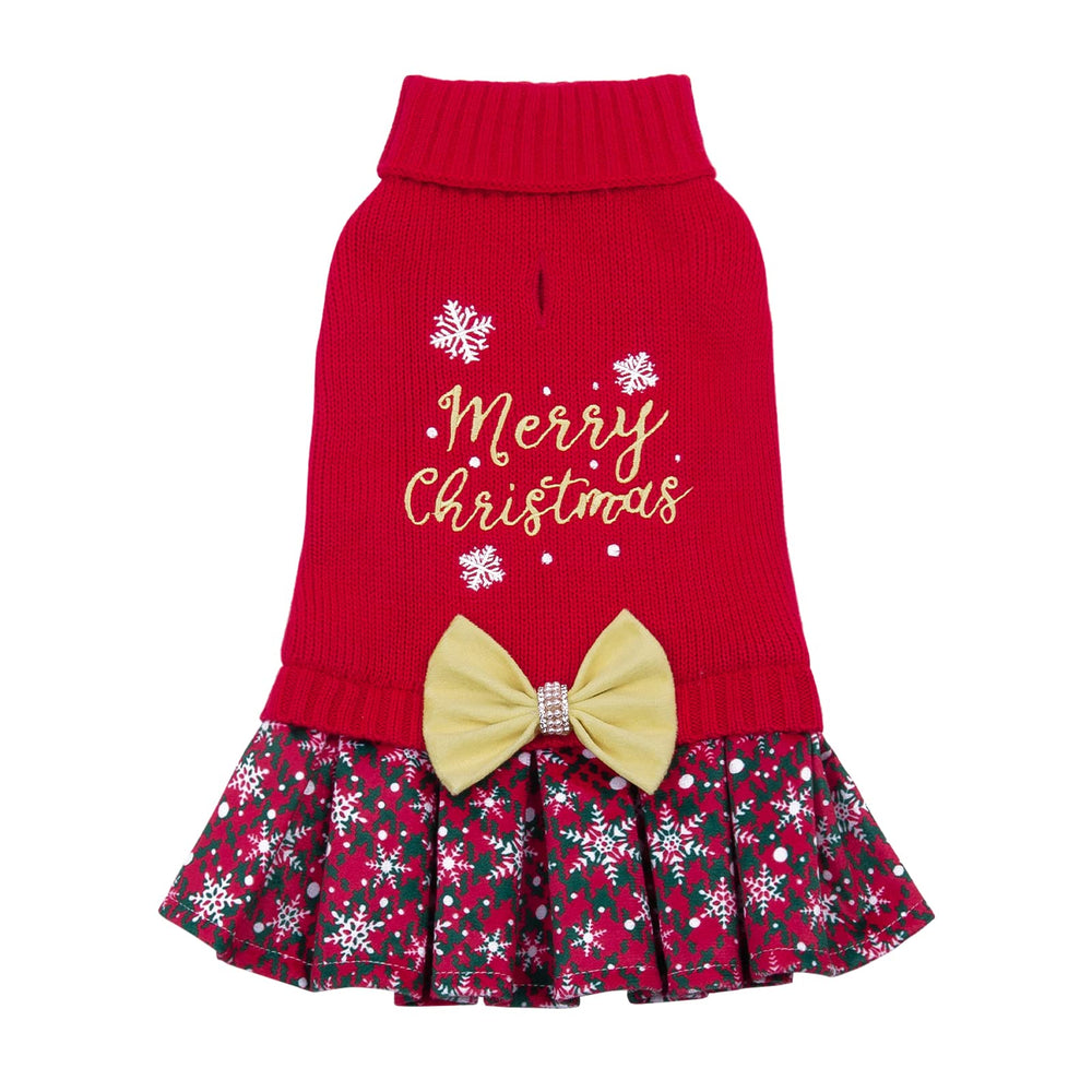 CuteBone Christmas dog sweater bowtie highlights festive style for small dogs at parties