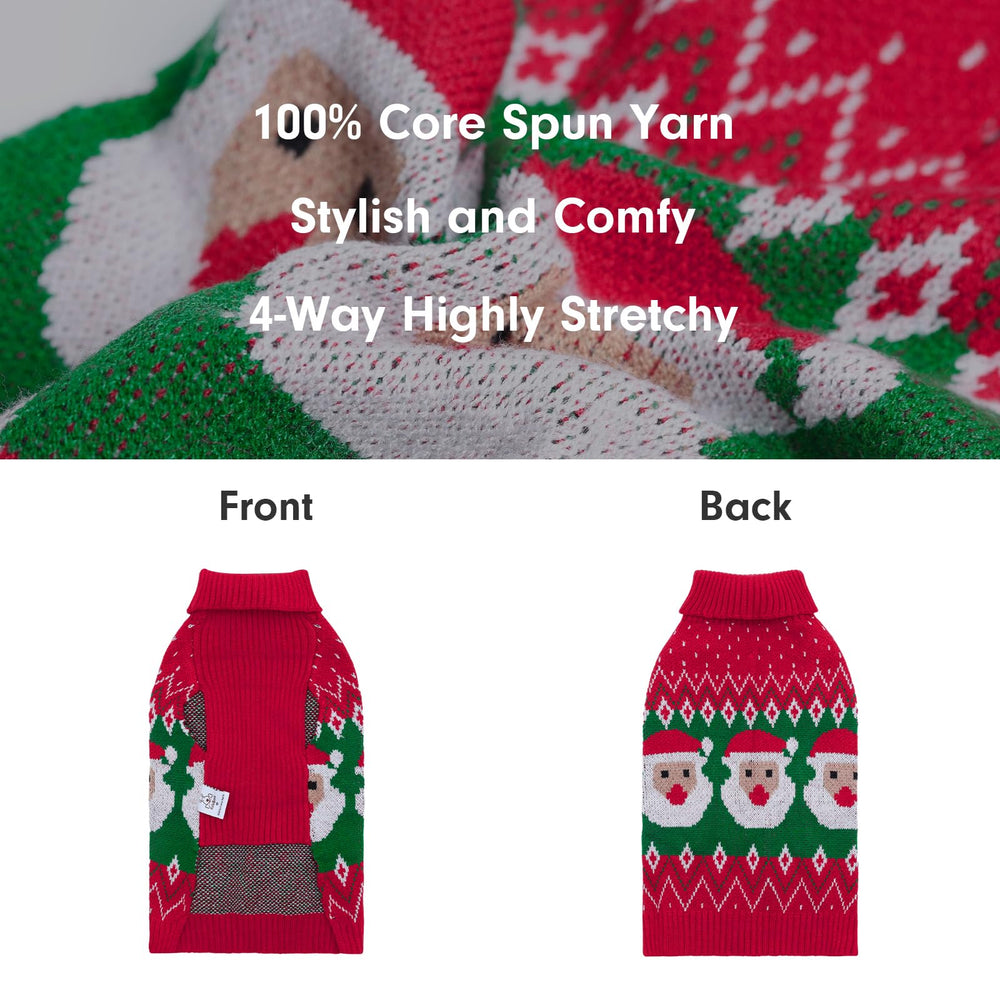 CuteBone Christmas dog sweater high collar detail for neck warmth and chic look.