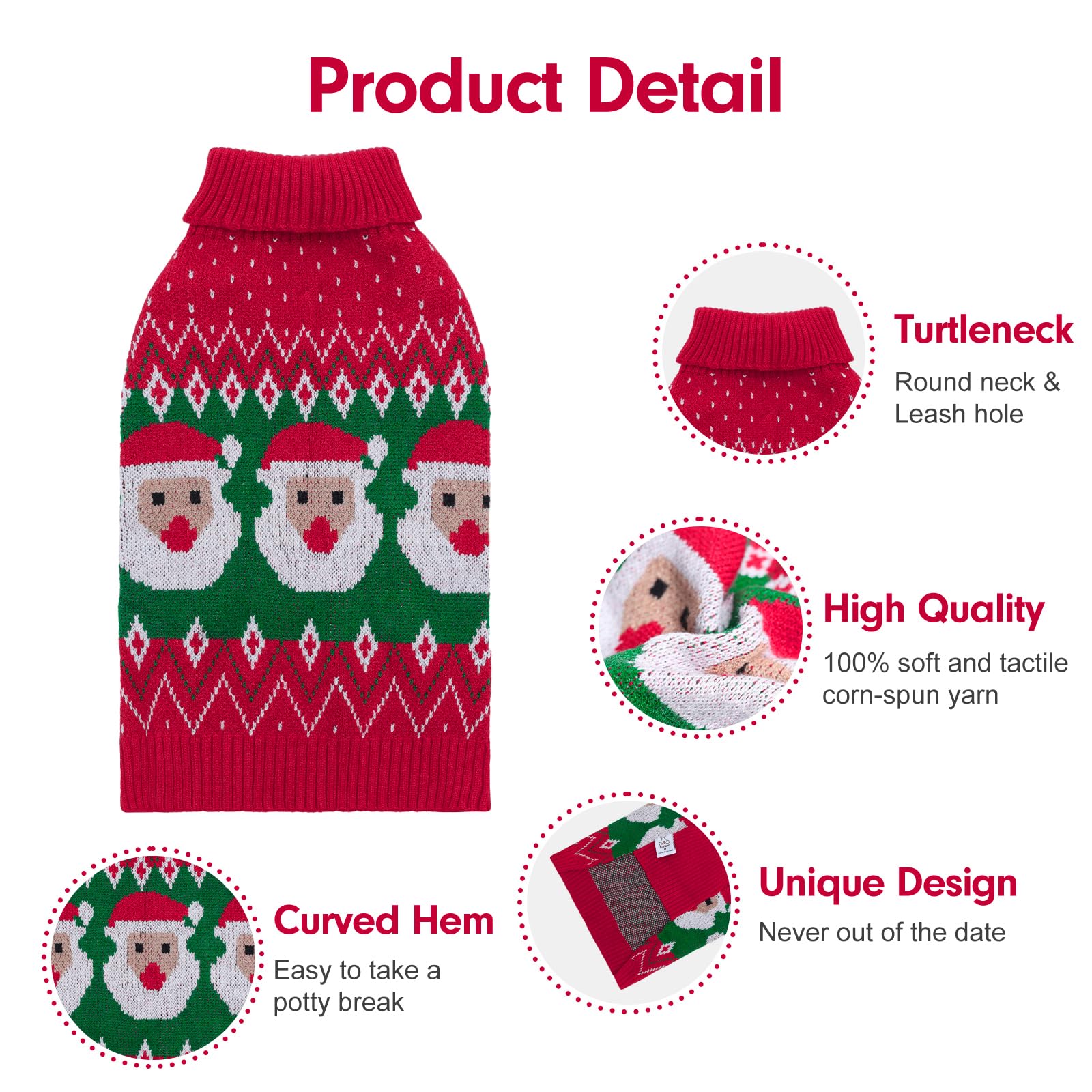 CuteBone Christmas dog sweater with leash hole supports easy control during excitement.