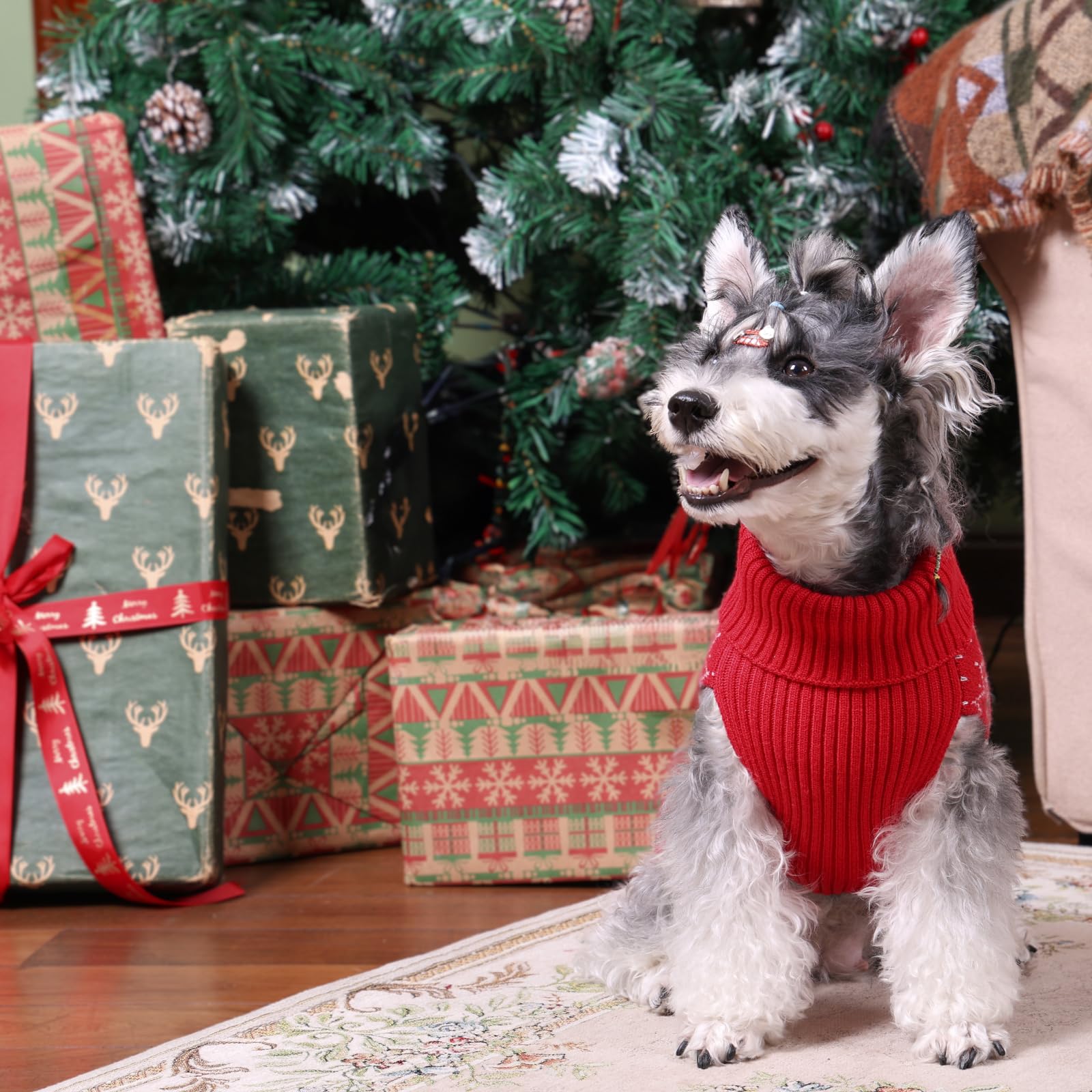 CuteBone Christmas dog sweater variety of designs adds cute style to daily strolls.