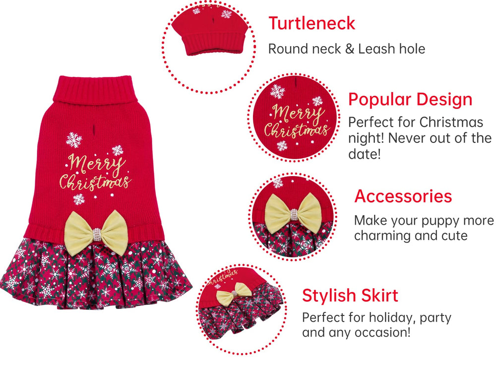 CuteBone Christmas embroidery lettering enhances festive charm for small dogs