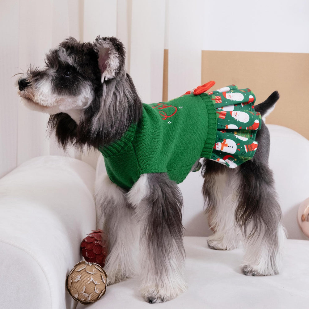 CuteBone Christmas green sweater with harness hole for easy leash attachment