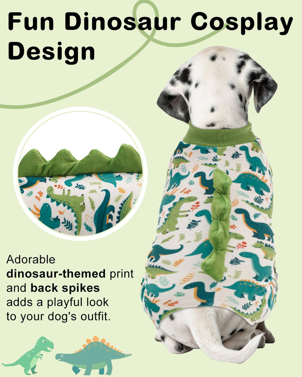 CuteBone Dinosaur Costume Dog Pajamas pullover design for easy dressing and quick wear