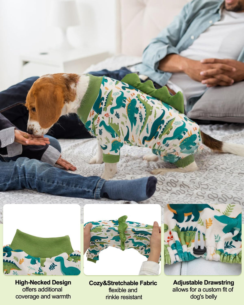 CuteBone Dinosaur Costume Dog Pajamas soft crystal velvet feels gentle on skin