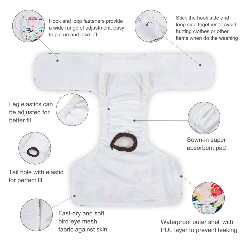 CuteBone back snaps enable a custom-fit tail-hole adjustment