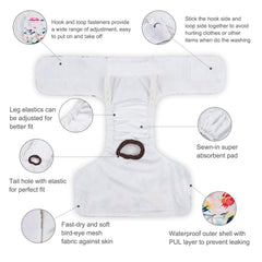 CuteBone back snaps enable a custom-fit tail-hole adjustment