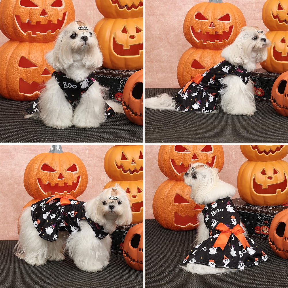 CuteBone dog mesh dress XX-small with bow hair rope adds a charming, party-ready look