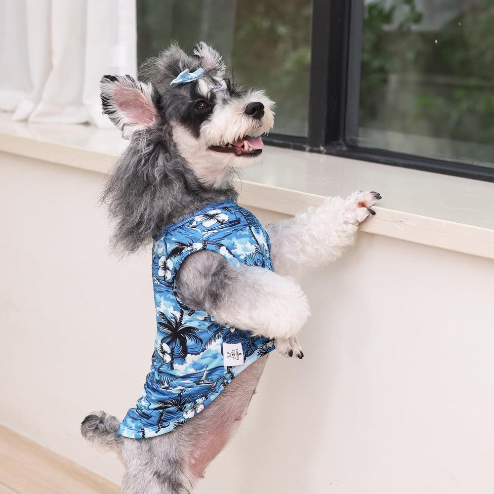 CuteBone dog shirts on-pet style photo, highlighting fashionable striped look.