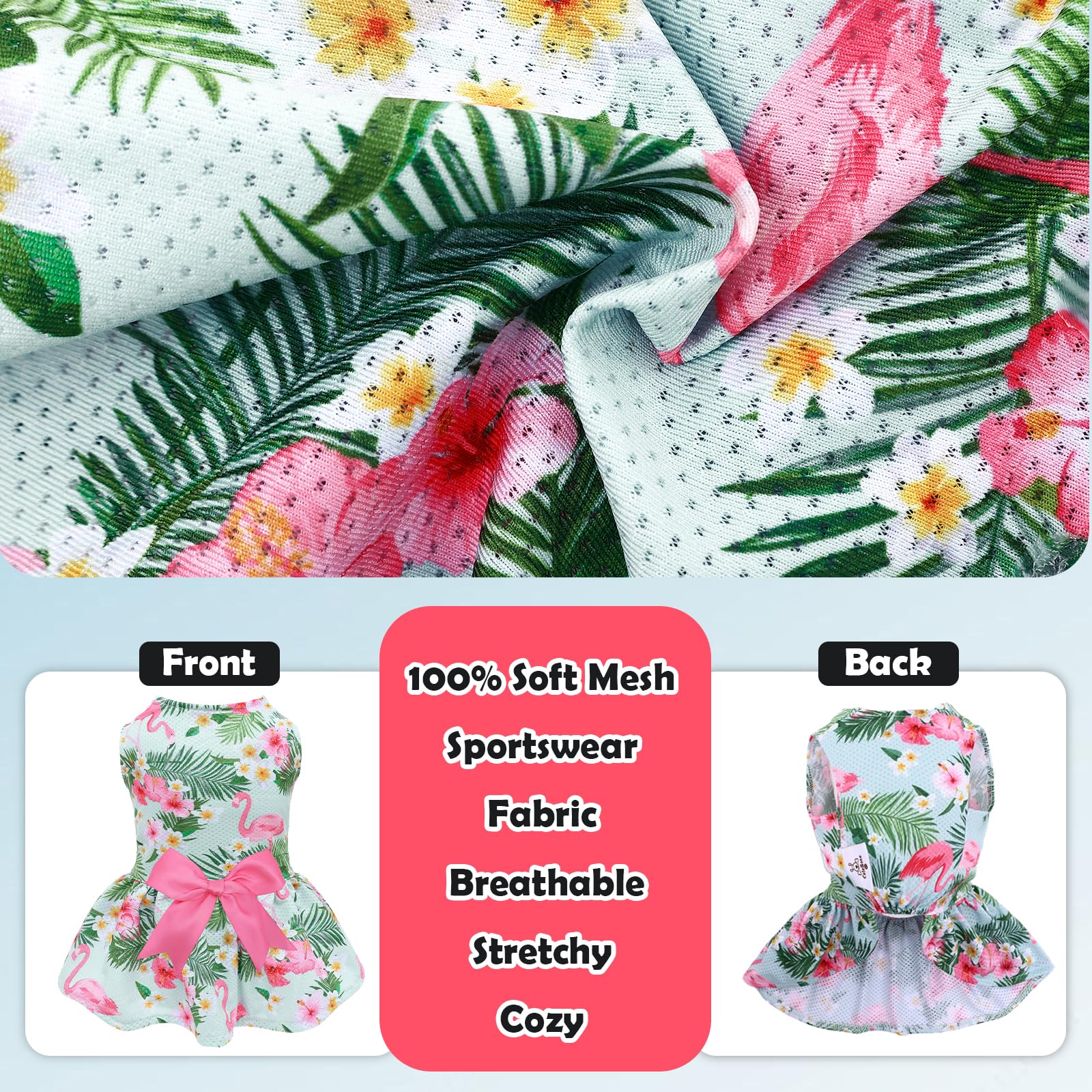 CuteBone dress with matching bow hair rope for complete pet look