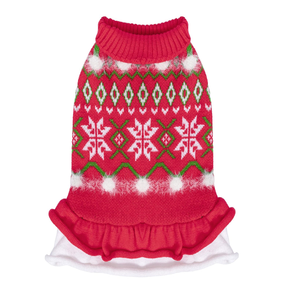 CuteBone Fancy Dog Thick Sweater Dress front view with warm cozy winter wear.
