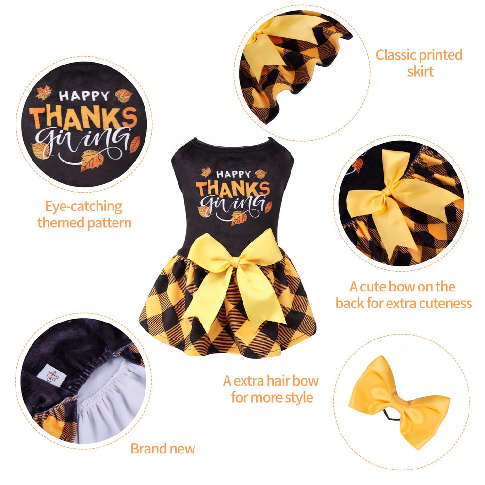 CuteBone Happy Thanksgiving dress back view shows easy-on pullover design for quick dressing