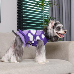 CuteBone Purple Heart Dog Sweater Dress back view highlighting seamless pullover design for easy wear.