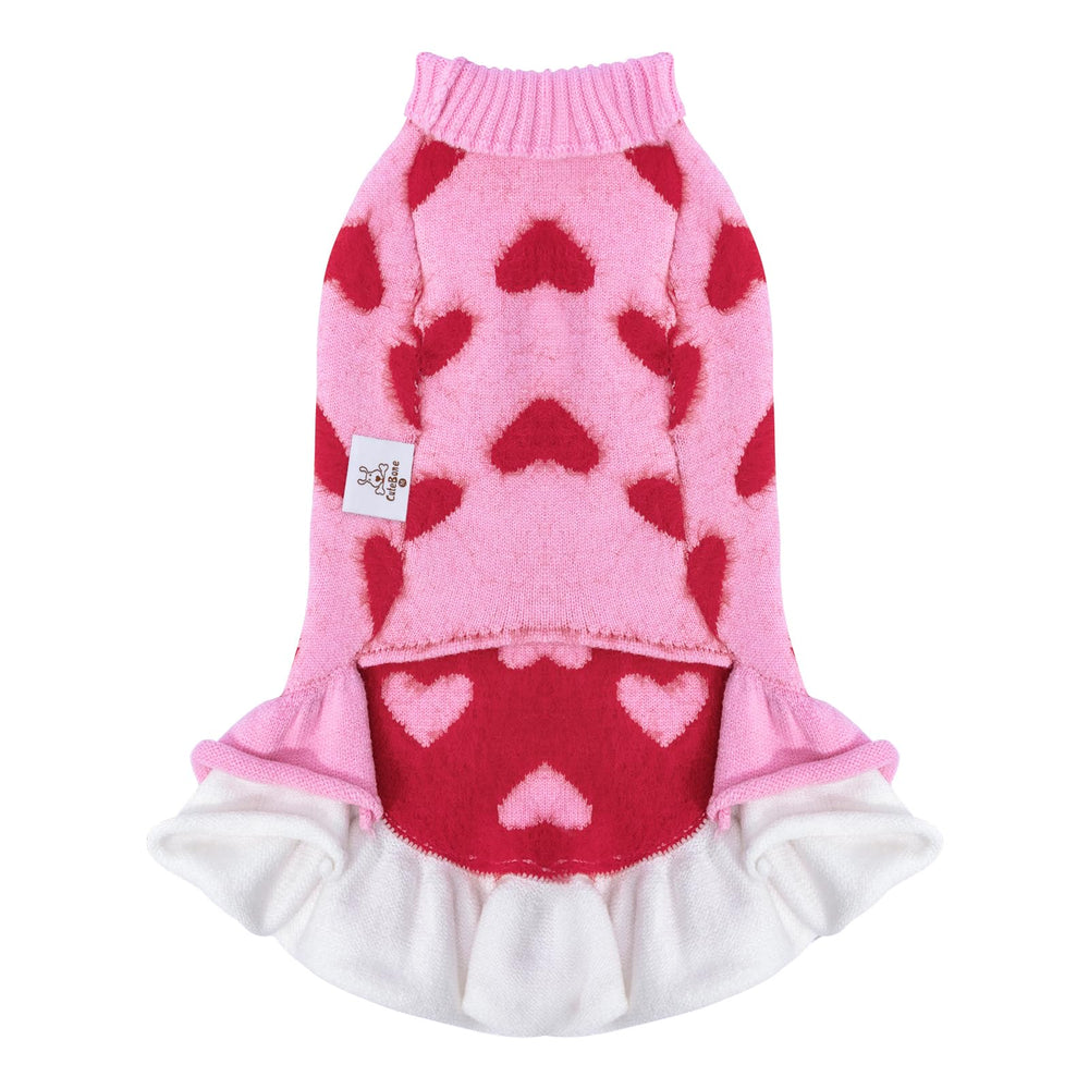 CuteBone ruffle-skirt dog sweater detail adds charm in motion.