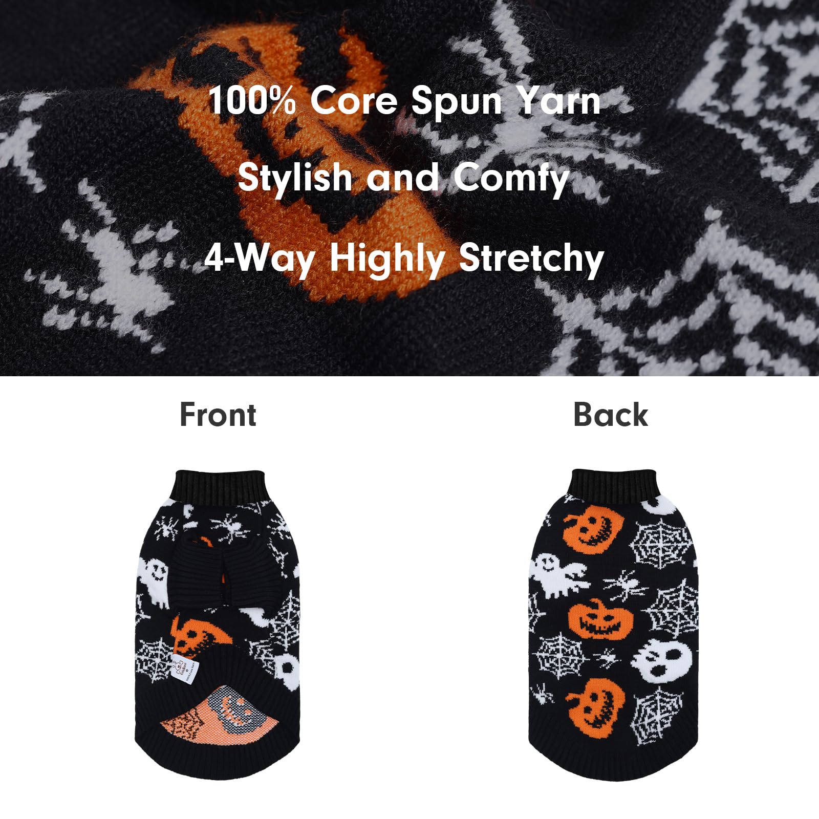 CuteBone skull dog sweater knit texture close-up highlighting cozy warmth.