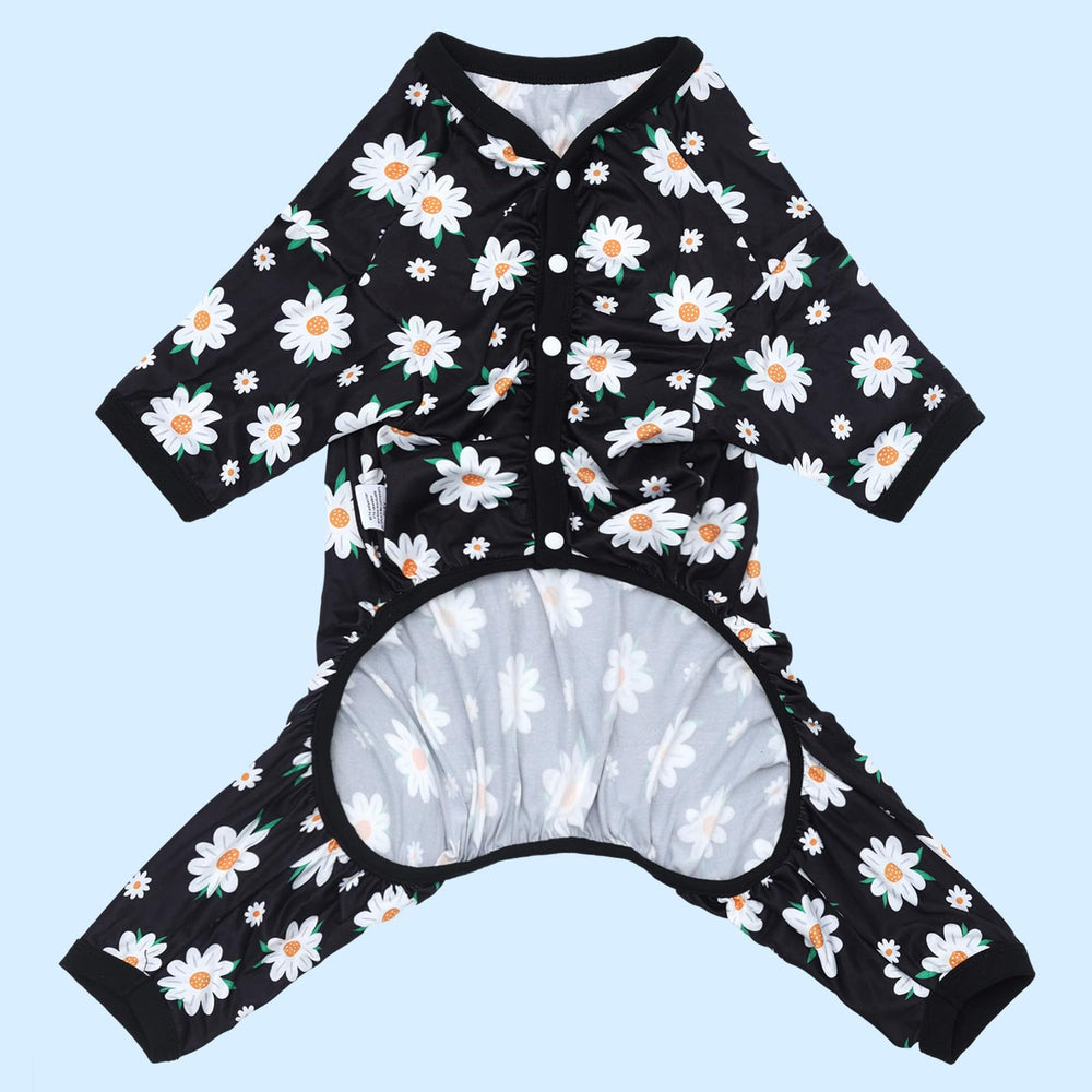 CuteBone stretchy calming-pajamas on a dog, aiding light anxiety relief and comfortable movement
