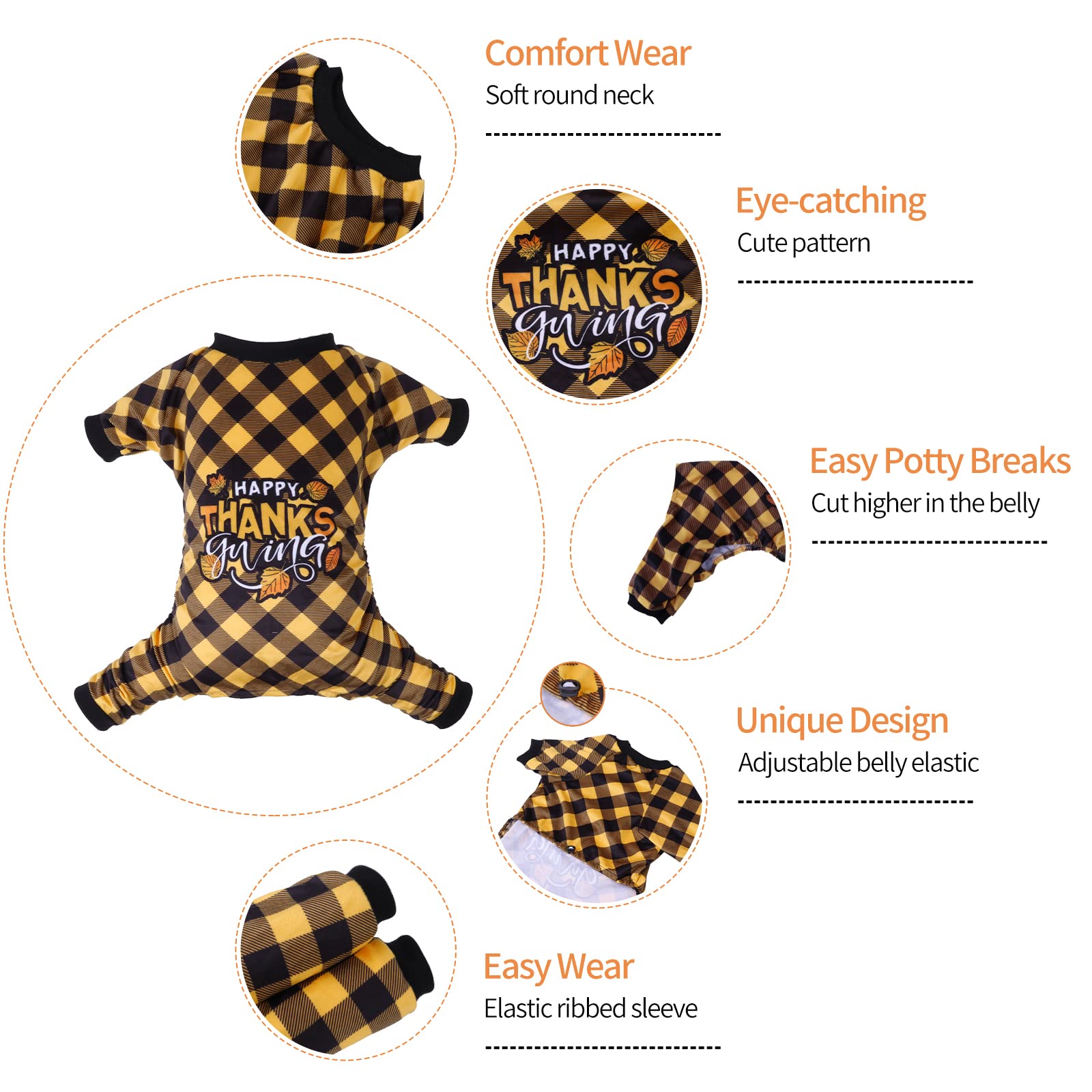 CuteBone Thanksgiving dog pajamas festive patterns perfect for holiday photos