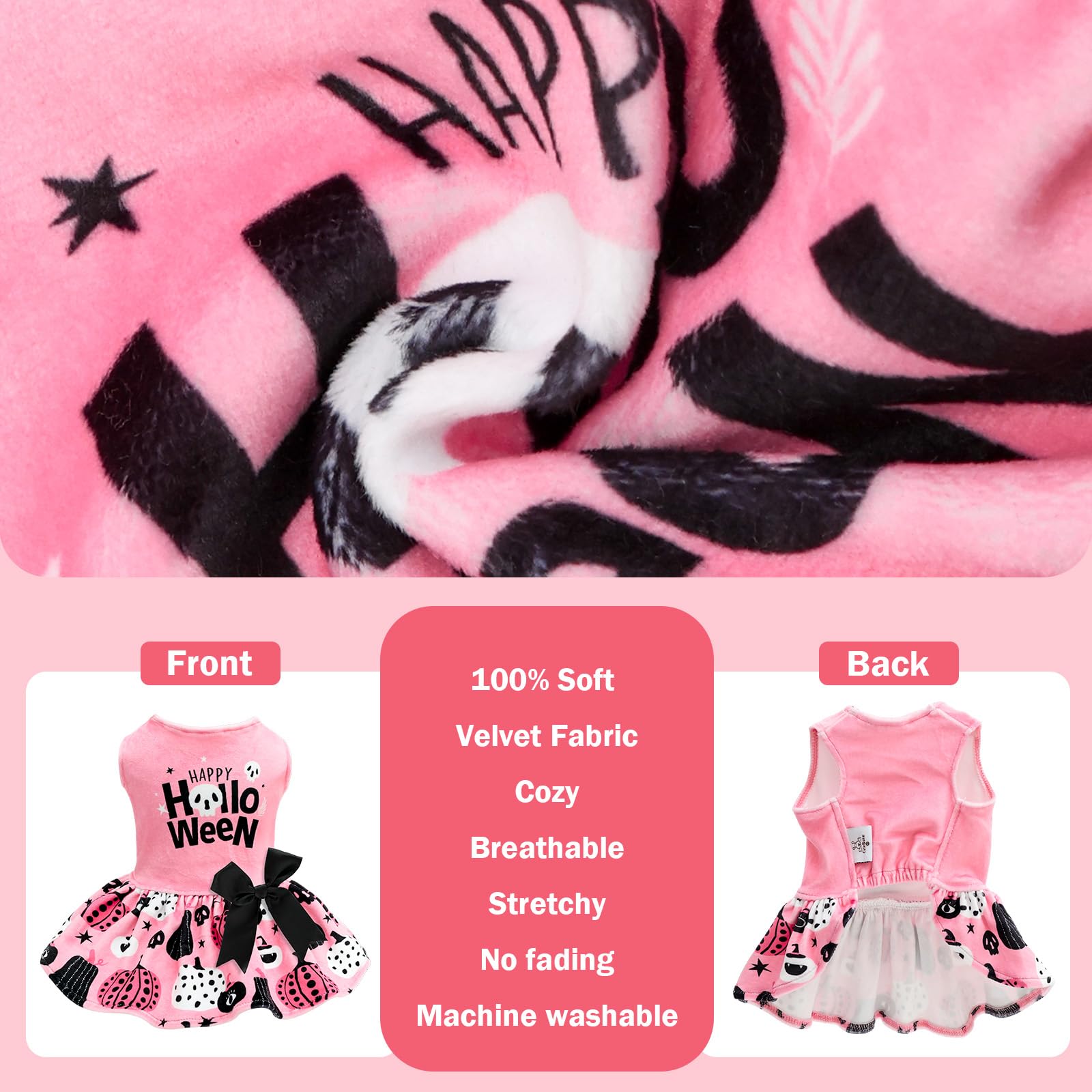 CuteBone velvet-dress pullover design highlights quick dressing and comfortable fit for tiny breeds.