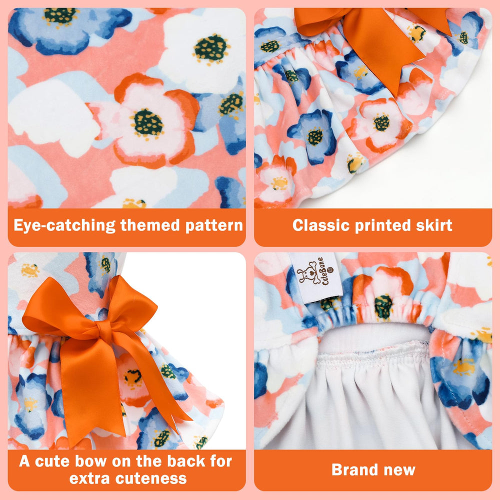 CuteBone velvet dress back bow detail adds charm while keeping pets comfortable