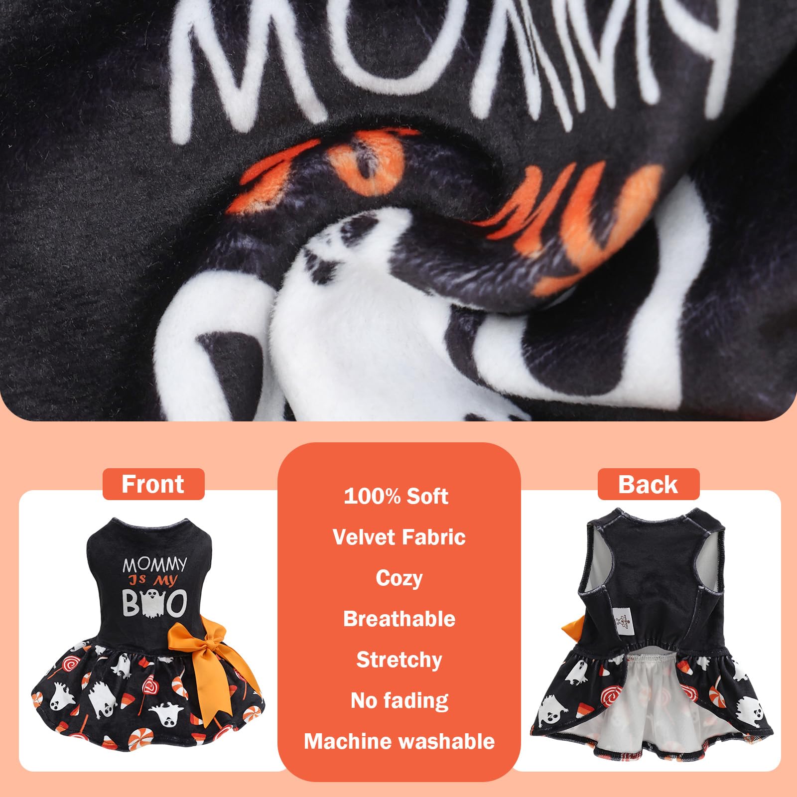 CuteBone velvet dog dress machine washable for simple cleanup after festive moments.