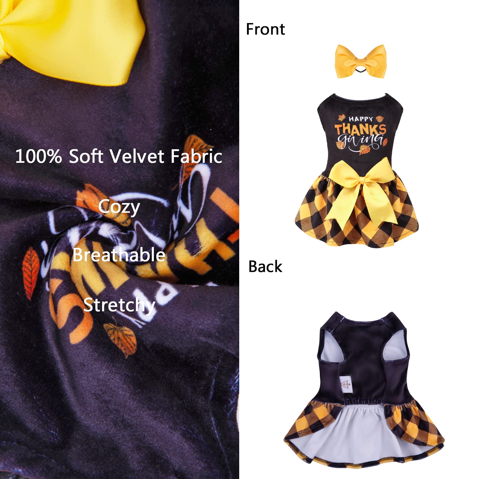 CuteBone velvet dress small-dog closeup reveals soft, breathable fabric and gentle stretch