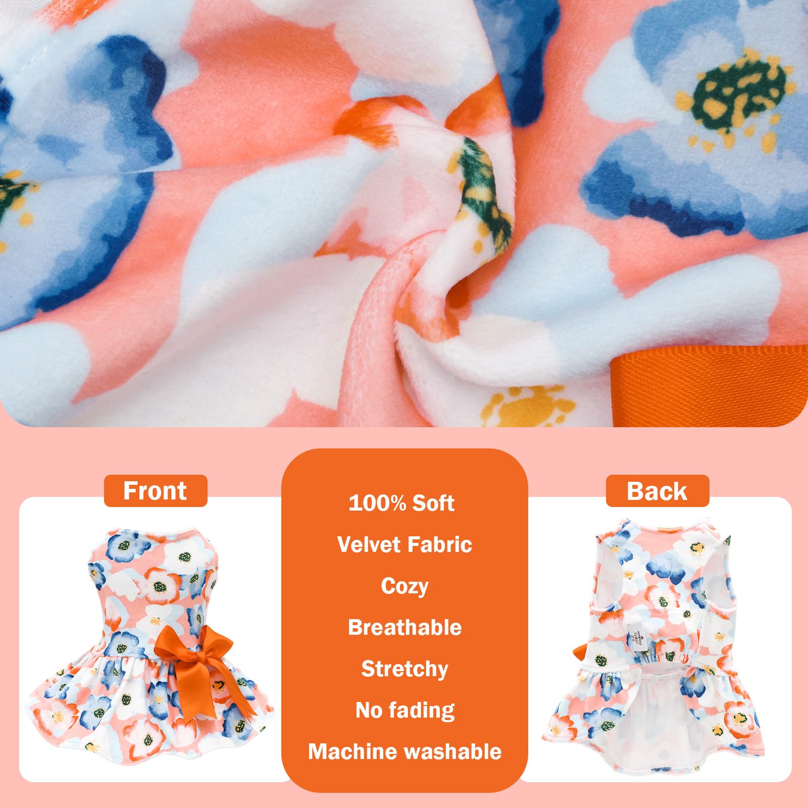 CuteBone velvet dress on Yorkie with easy pullover wear
