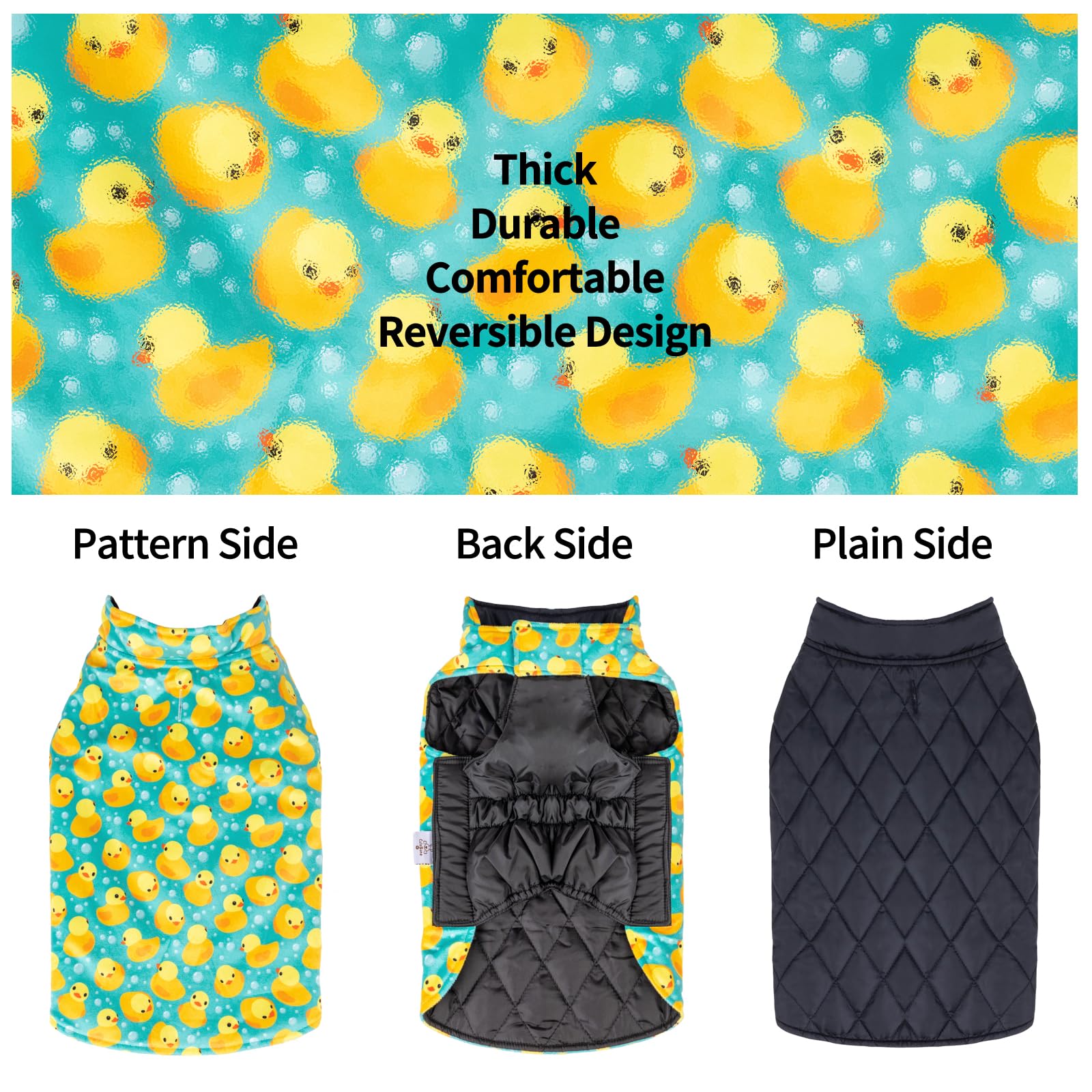 CuteBone winter dog jacket reversible plaid pattern offers two looks for daily style.