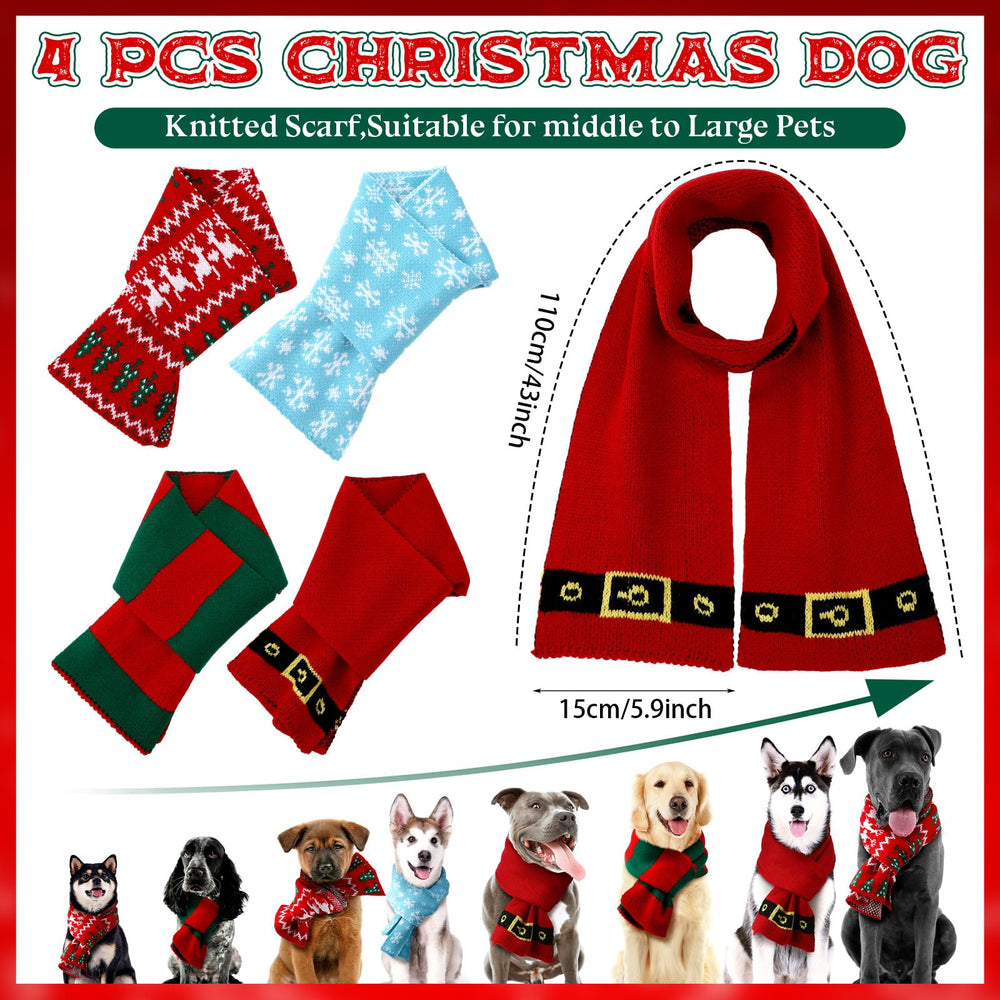 Cutecrop Christmas knitted dog scarf in red; holiday charm for dogs.