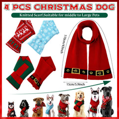 Cutecrop Christmas knitted dog scarf in red; holiday charm for dogs.