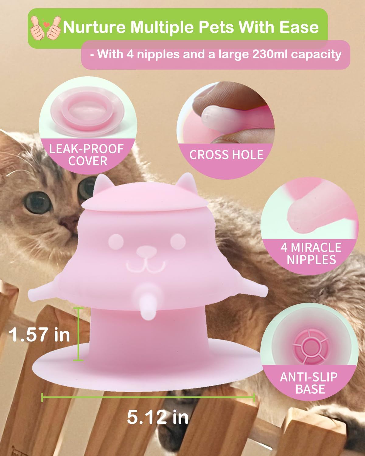 CUTENNIOU anti-slip base stabilizes the feeder on smooth surfaces