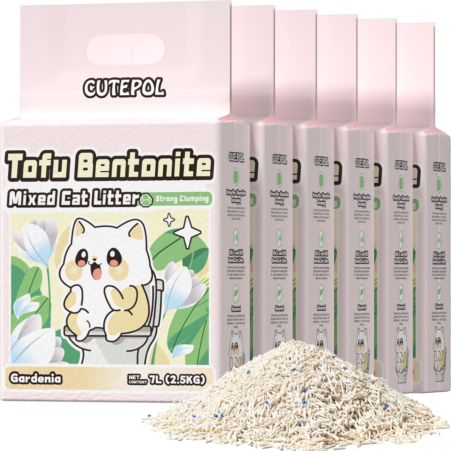 CUTEPOL mixed-4-in-1-litter-bag-open: compact packaging for quick setup and storage.