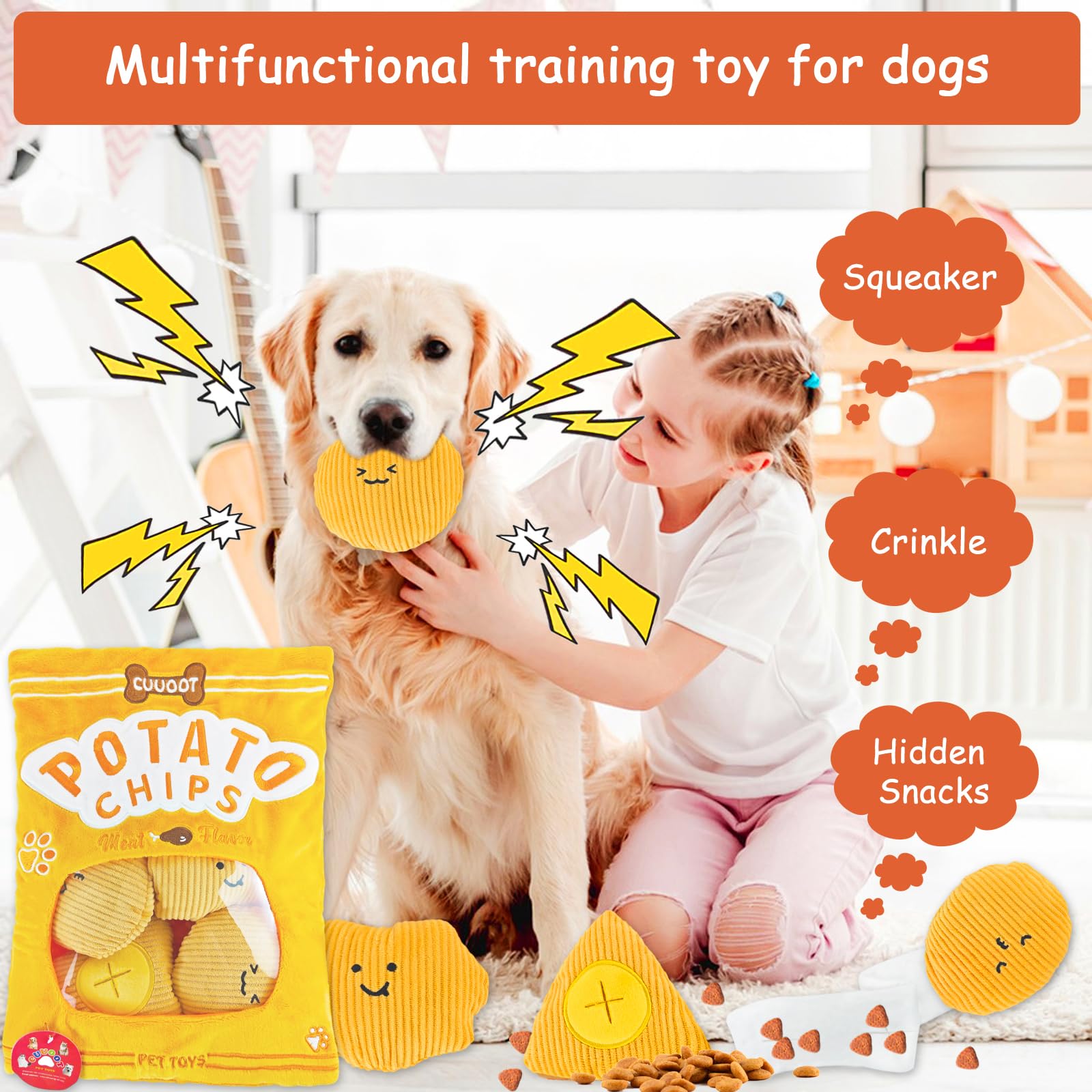 CUUOOT plush aliens set enhances at-home enrichment and bonding during tug or treat hunts.