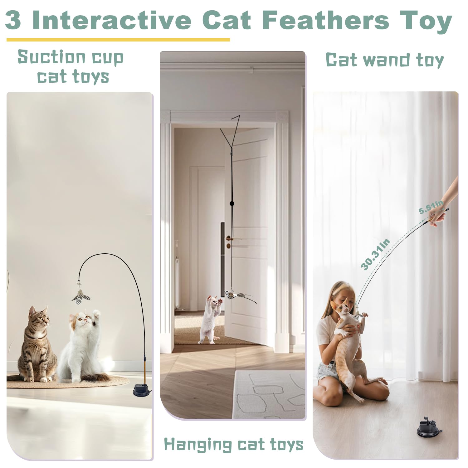 CUUOOT suction cup cat toys on smooth surface for vertical play.