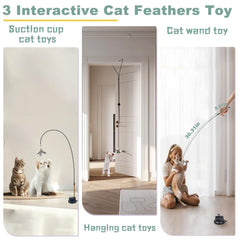 CUUOOT suction cup cat toys on smooth surface for vertical play.