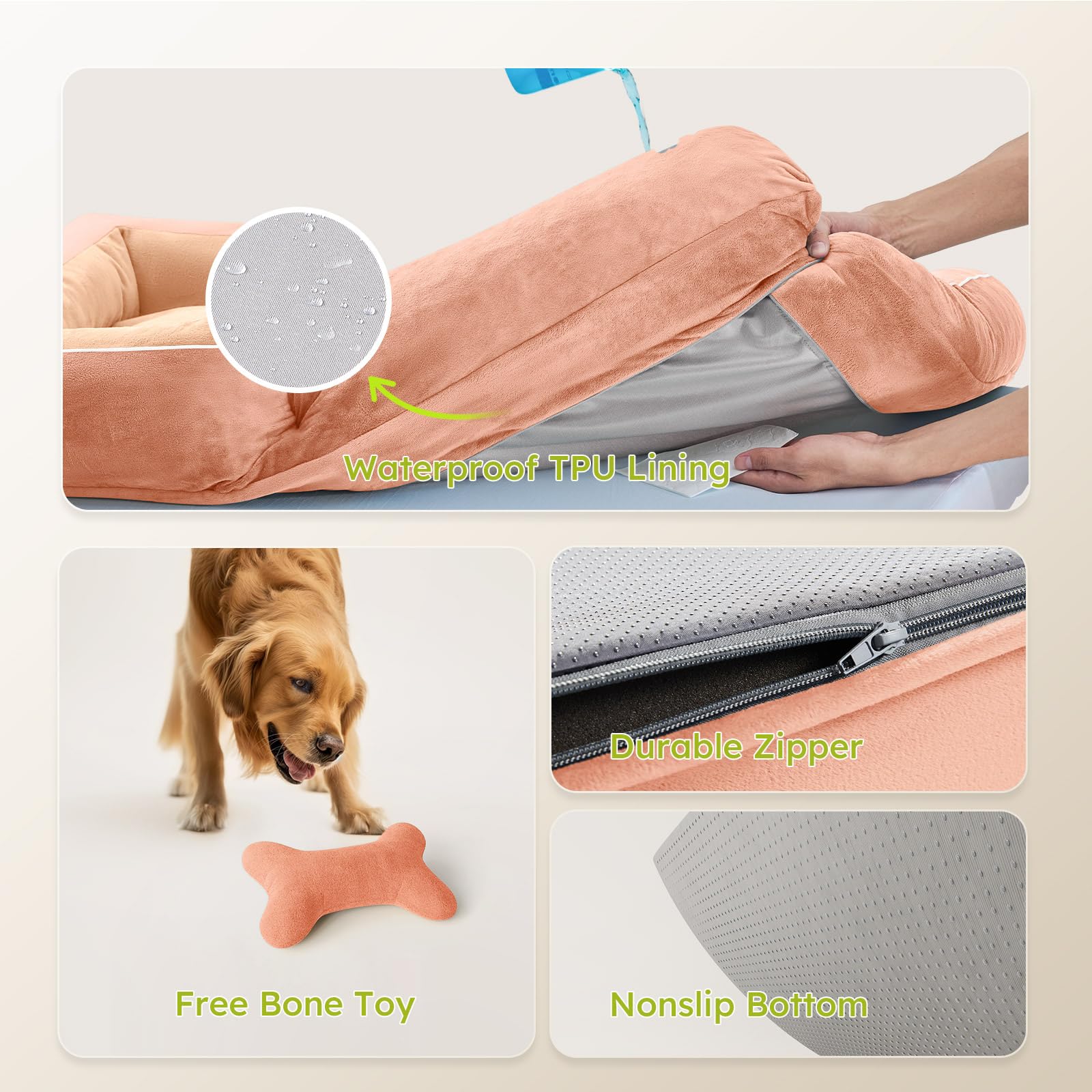 CWAWZ bone toy in bed demonstrates enrichment and play opportunities
