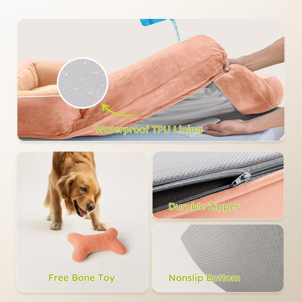 CWAWZ bone toy in bed demonstrates enrichment and play opportunities