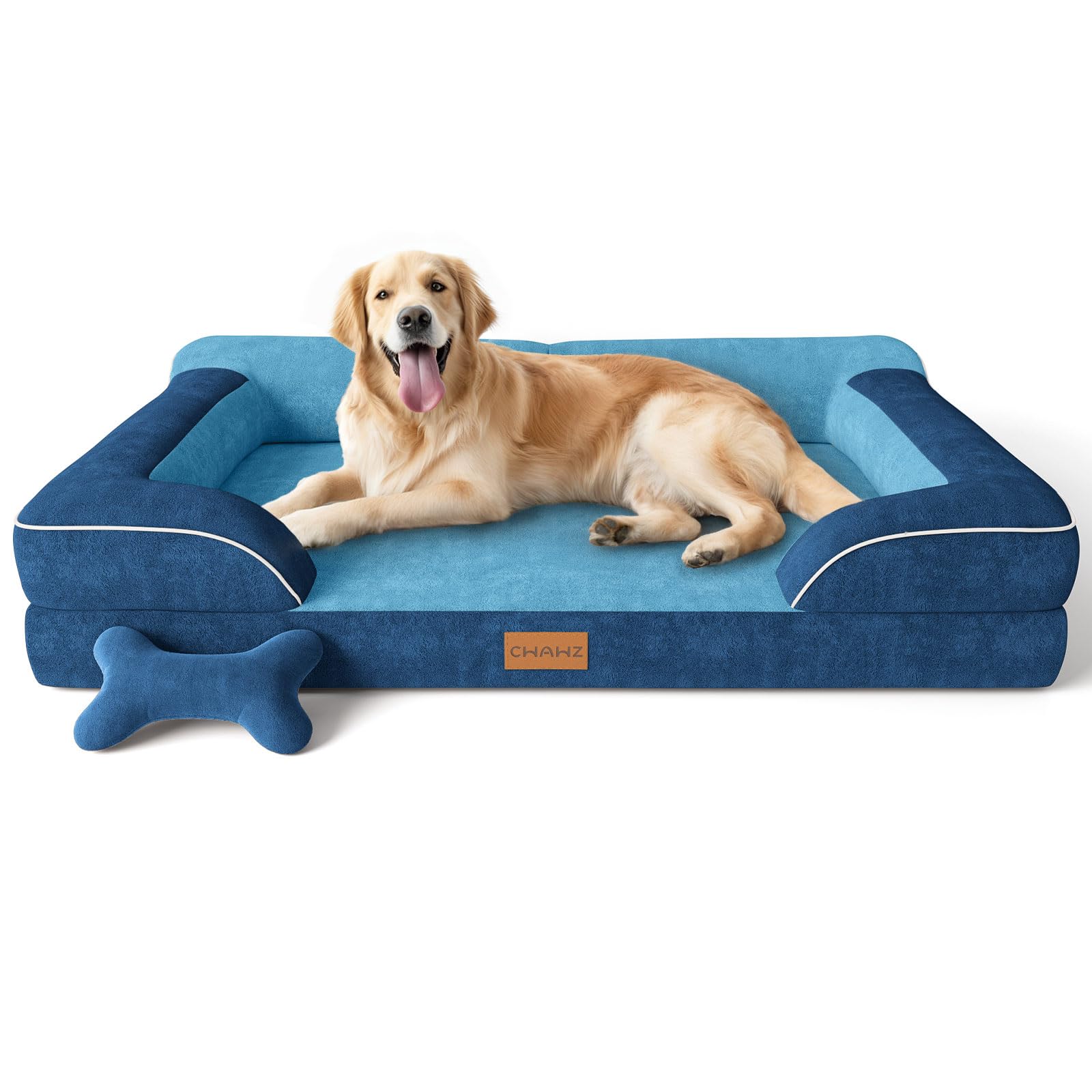 CWAWZ extra-large dog bed front view showing orthopedic foam for joint support