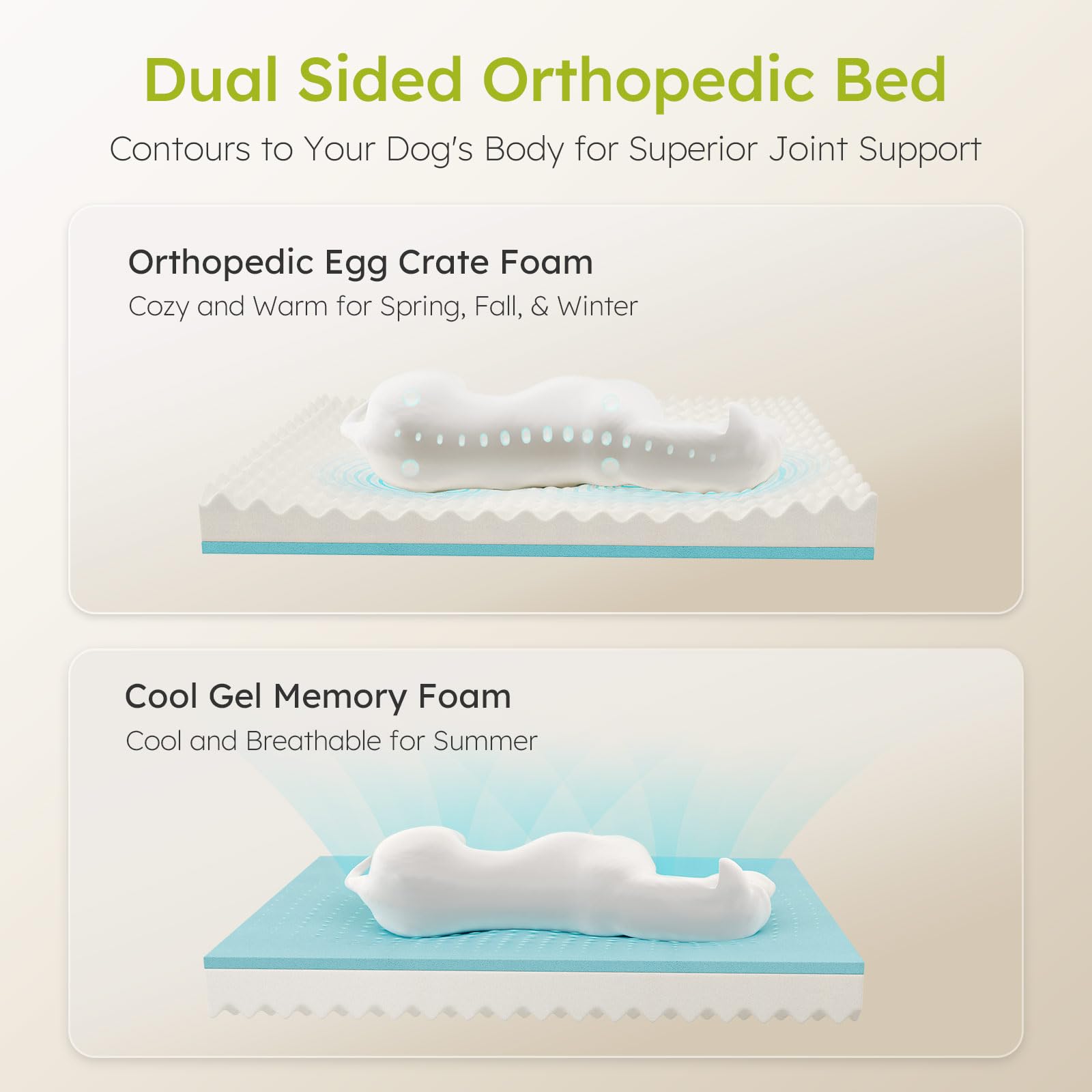 CWAWZ Jumbo Dog Bed cooling gel-foam detail for warm days