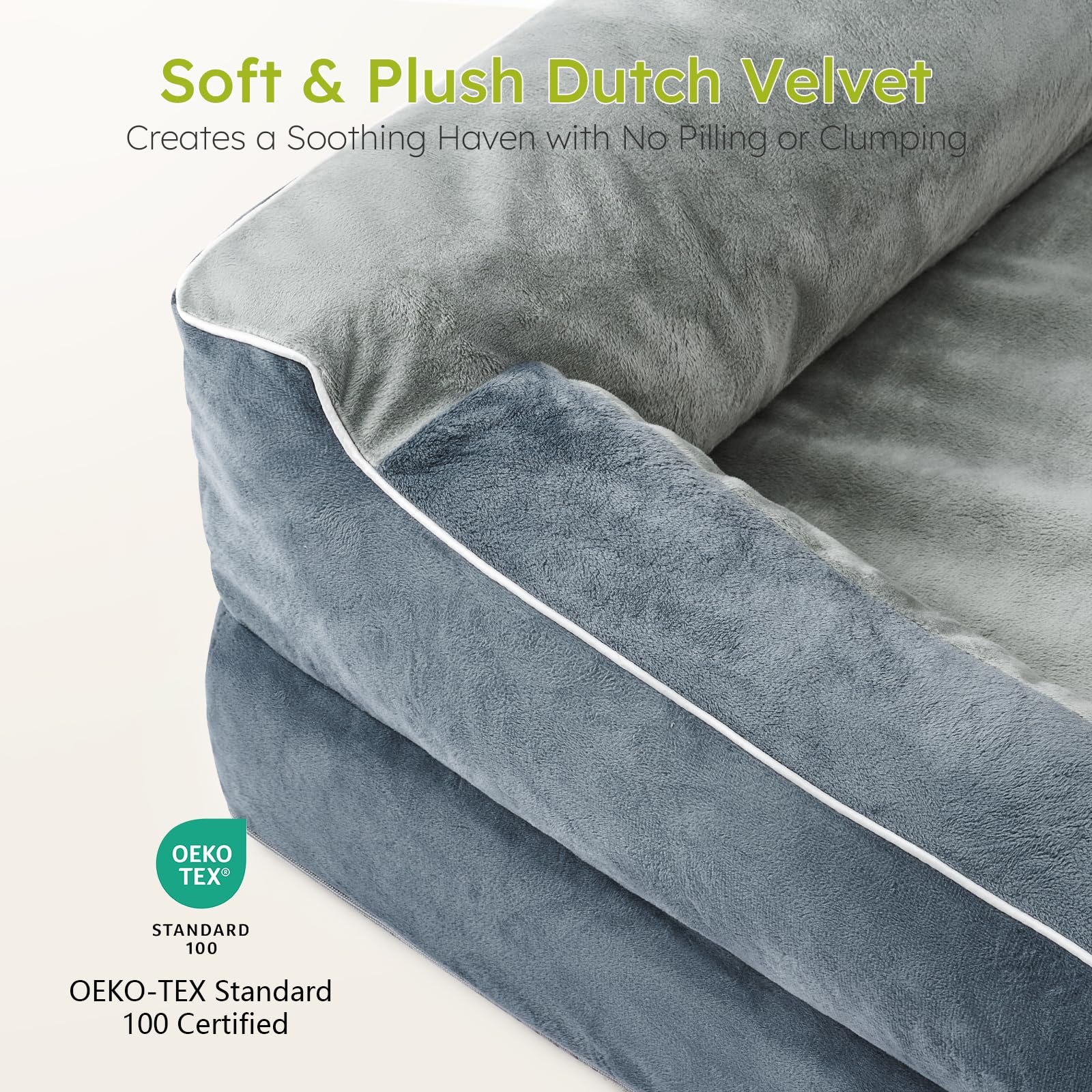 CWAWZ Jumbo Dog Bed Dutch velvet fabric close-up shows soft plush texture.
