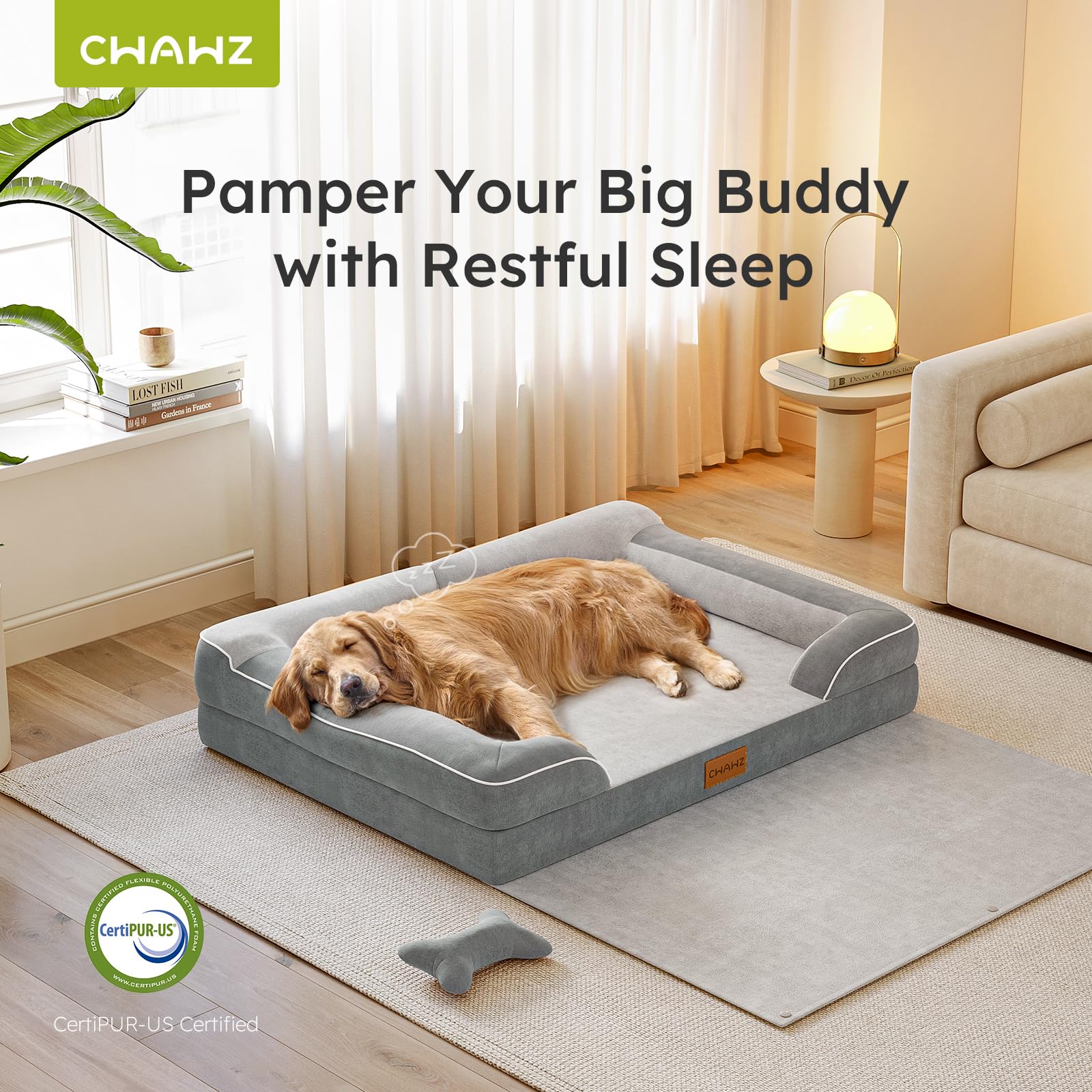 CWAWZ Jumbo Dog Bed nonslip bottom keeps bed stable