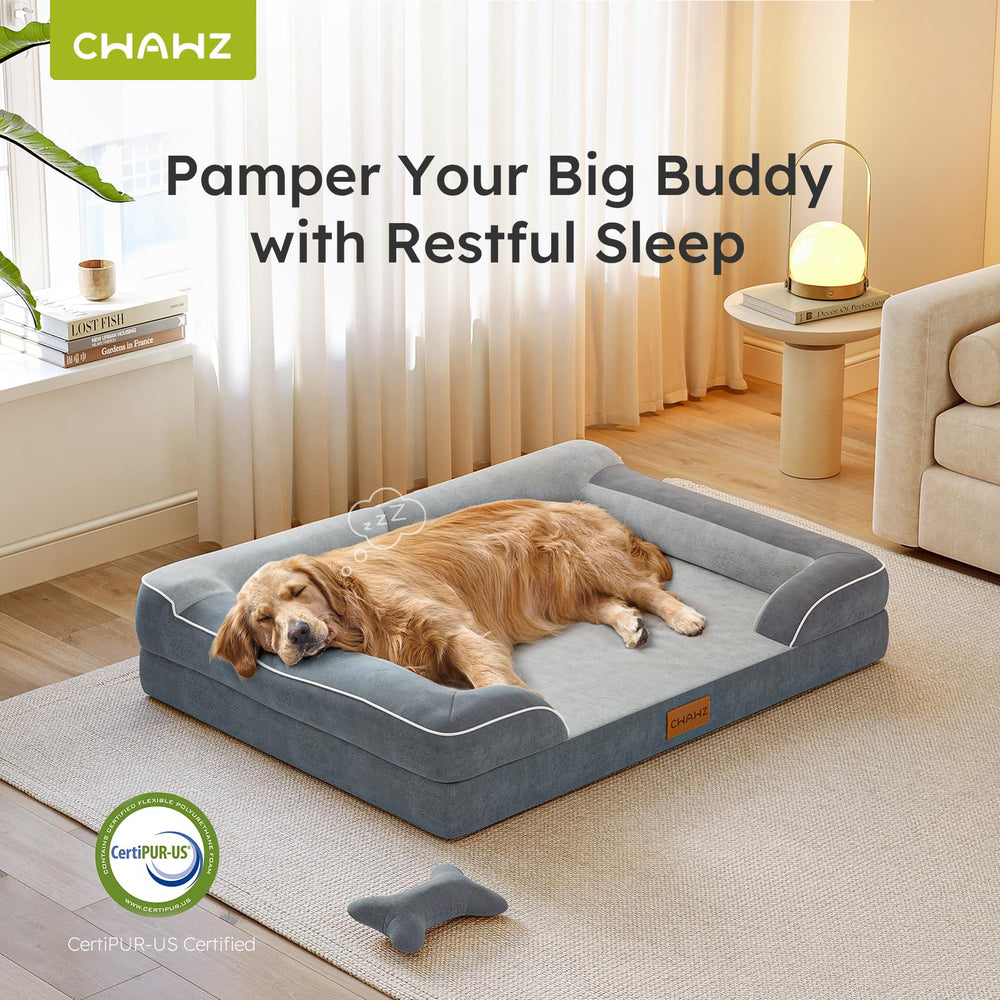 CWAWZ Jumbo Dog Bed removable cover being removed for easy machine washing.