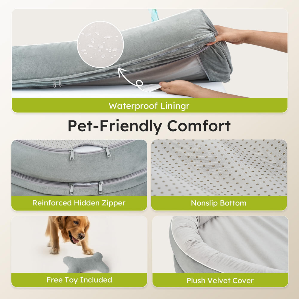 CWAWZ large orthopedic dog bed with CertiPUR-US foam for durable comfort.